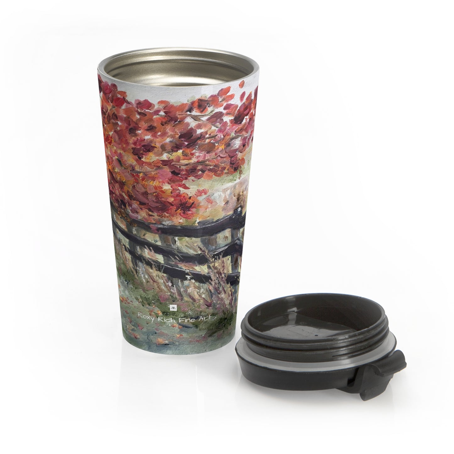 The Rickety Fence Cotswolds Autumn Lane Tasse de voyage en acier inoxydable