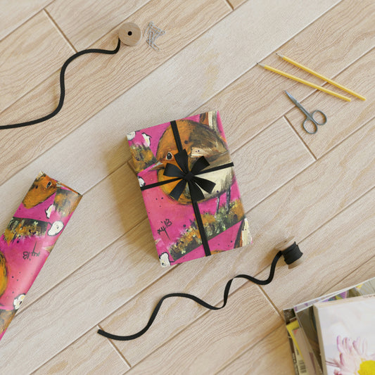 Rollos de papel de regalo con estampado de pájaro Wren caprichoso, 1 unidad