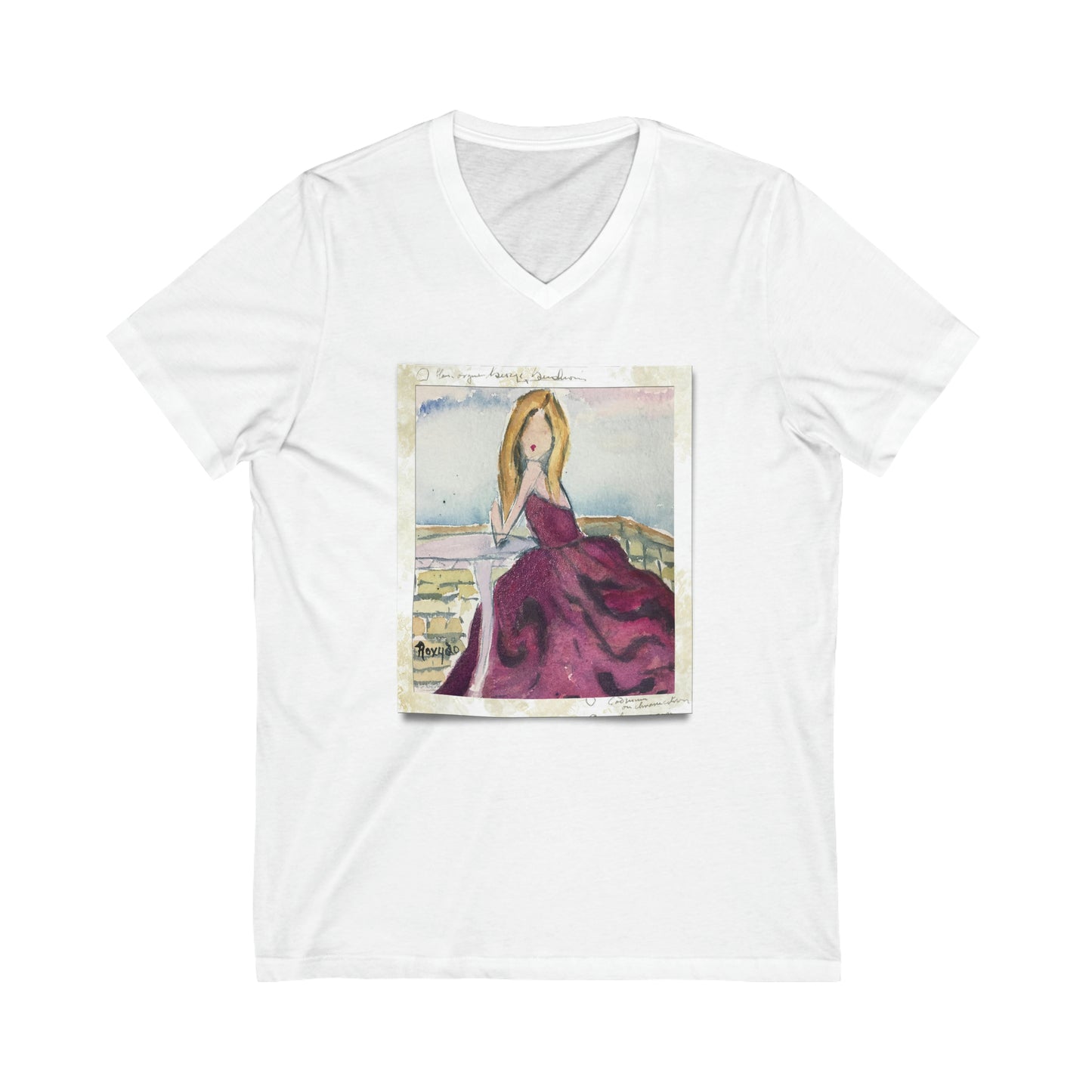 Beach Babe in a Gown Vintage Paper-Unisex Jersey Short Sleeve V-Neck Tee