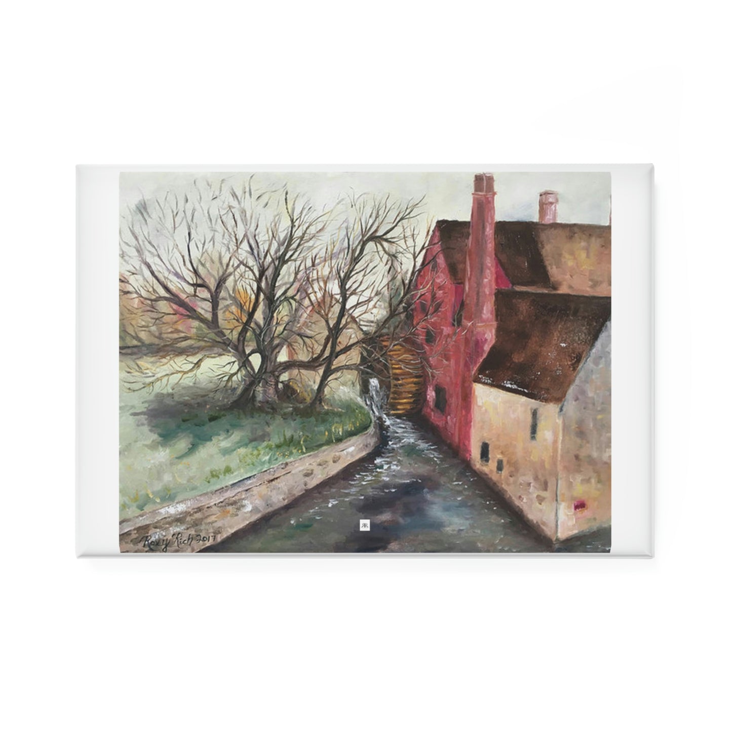 The Water Wheel (The Old Mill) Cotswolds Button Magnet, Rectangle
