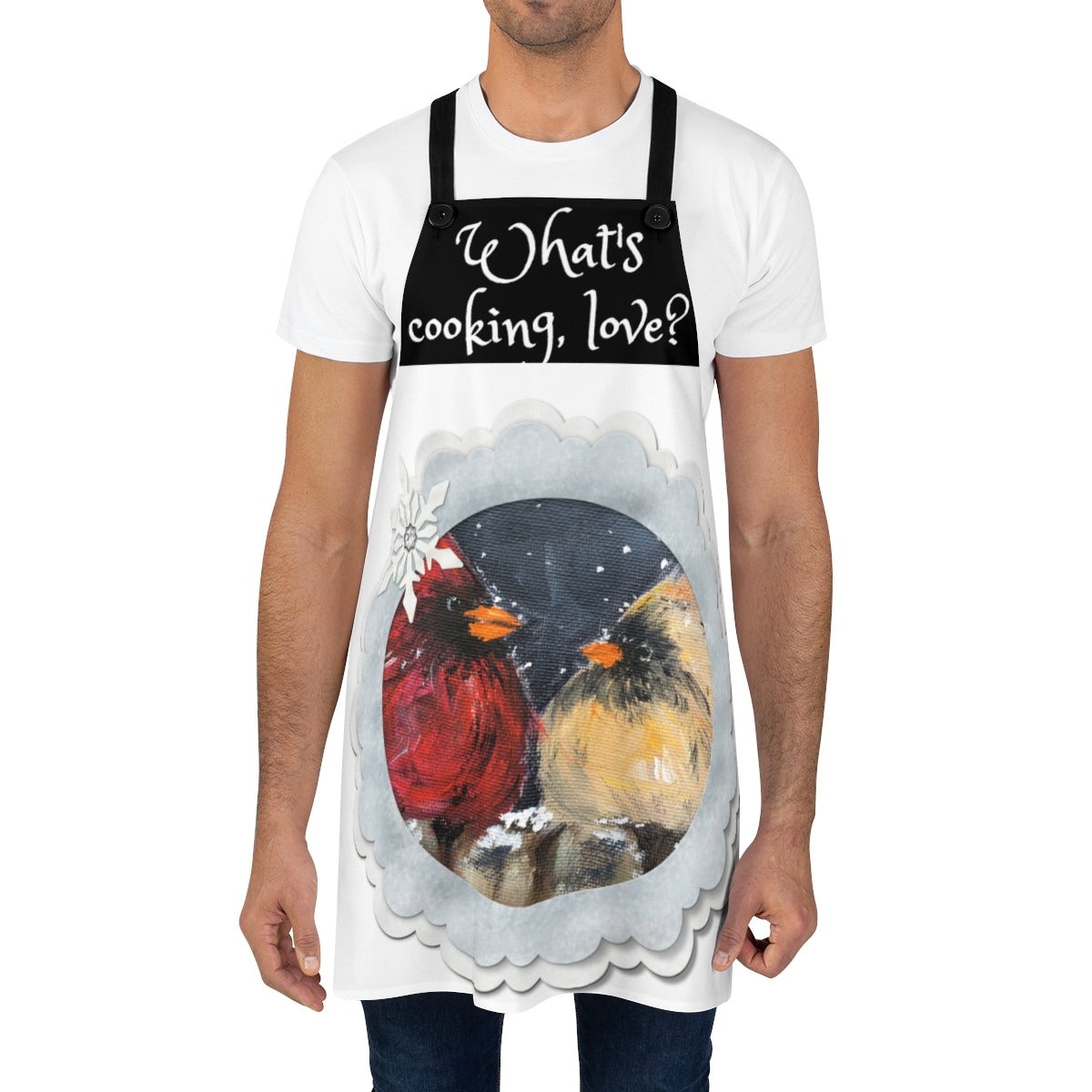 Whats Cooking Love? Cute  Kitchen Apron with Original Male and Female Cardinal