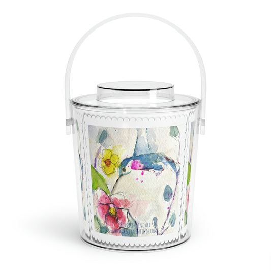 Colibrí abstracto (flotando sobre una flor) Cubo de hielo