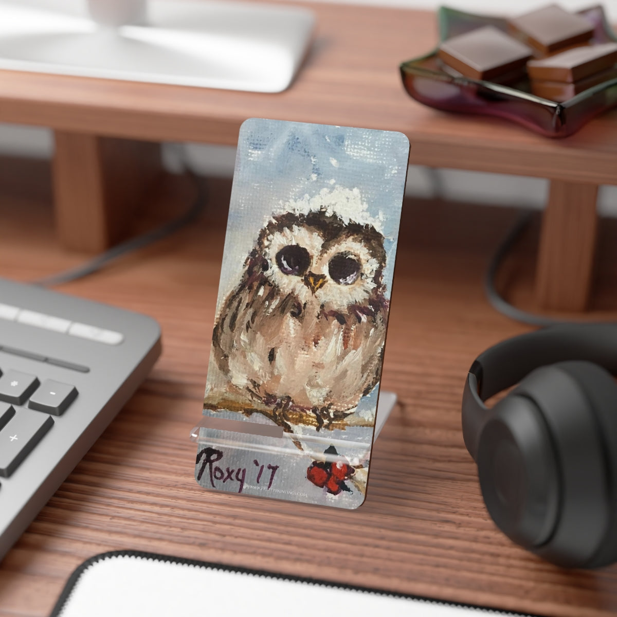 Adorable Snowy Owl Chick  Cell Phone Stand