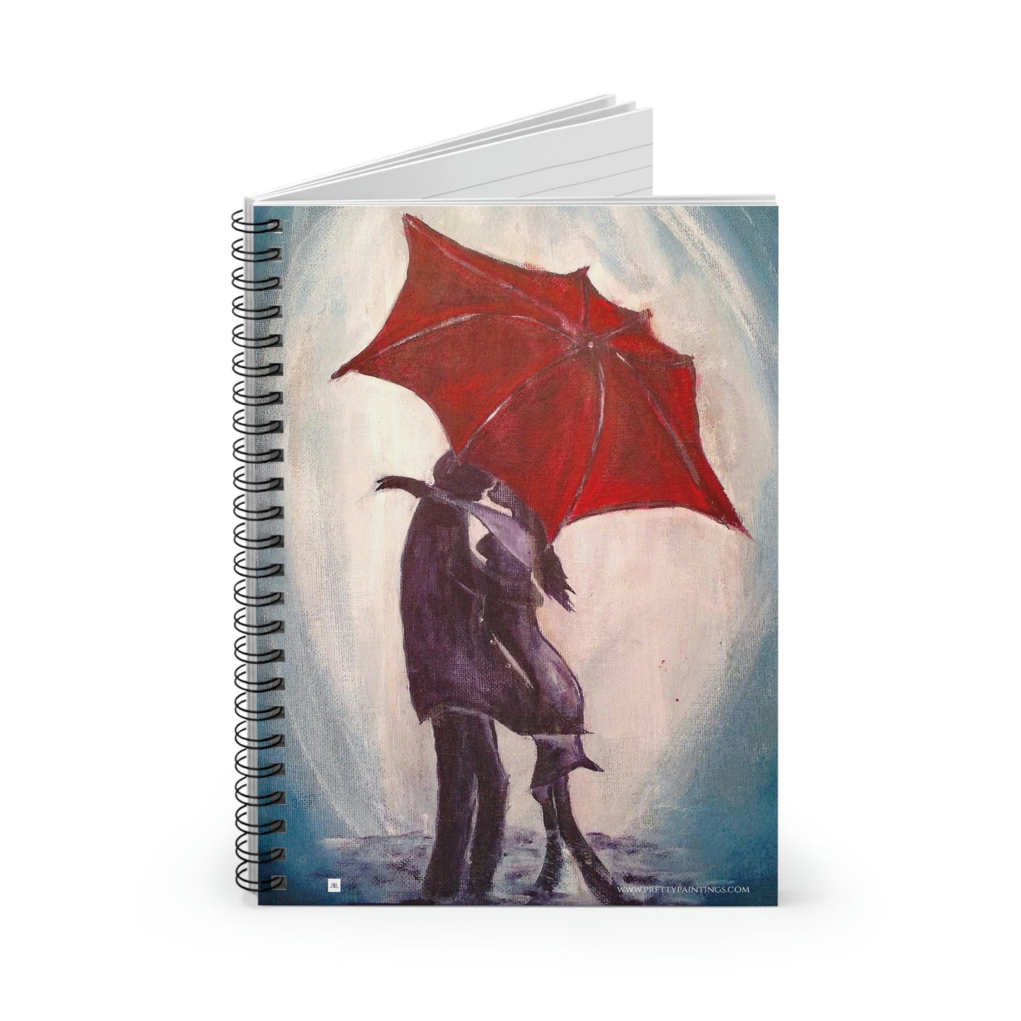 Romantic Couple Kissing "Issing in the Rain" Spiral Notebook
