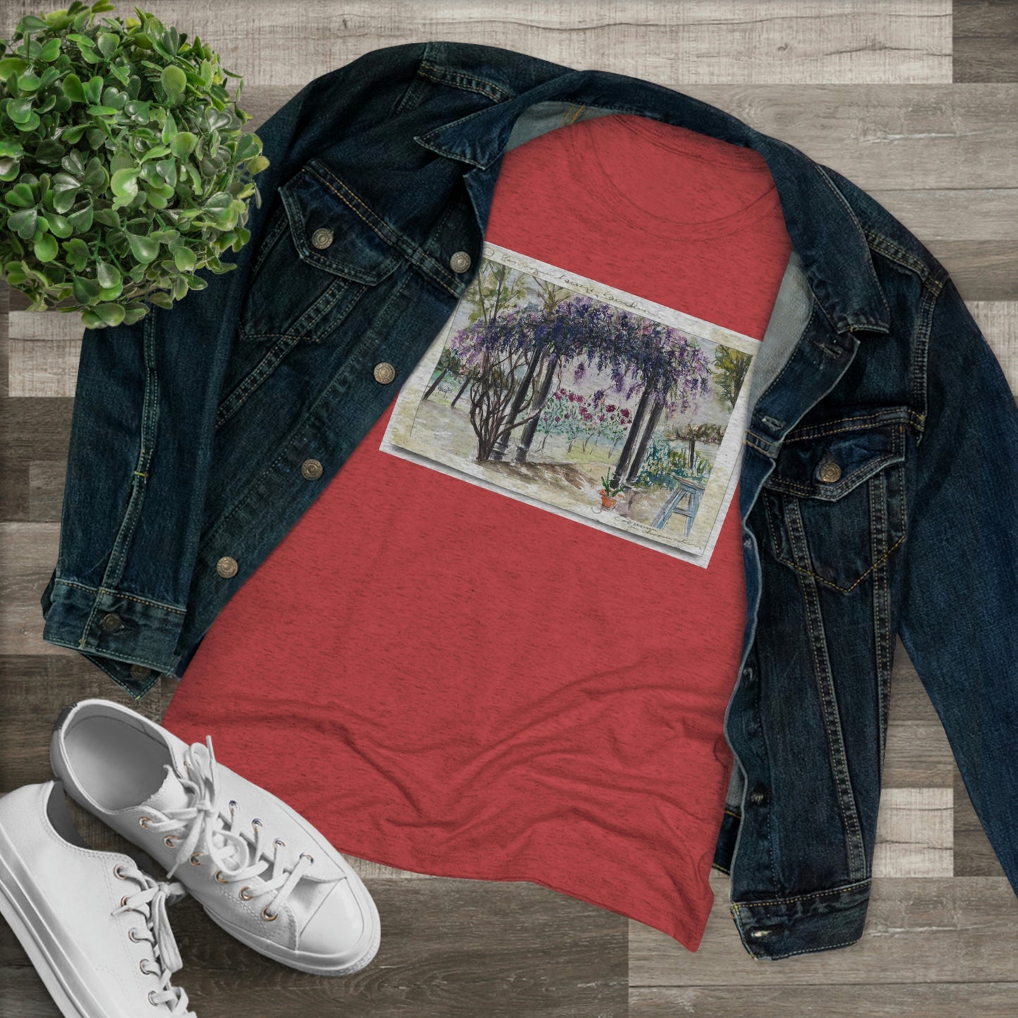 Wisteria at Somerset (cadre de carte postale vintage) Tee-shirt Triblend ajusté pour femmes