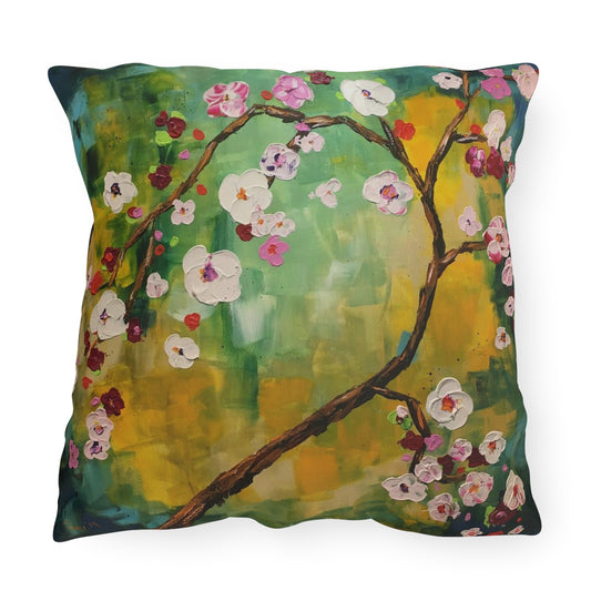Modern Abstract Cherry Blossoms Outdoor Pillows