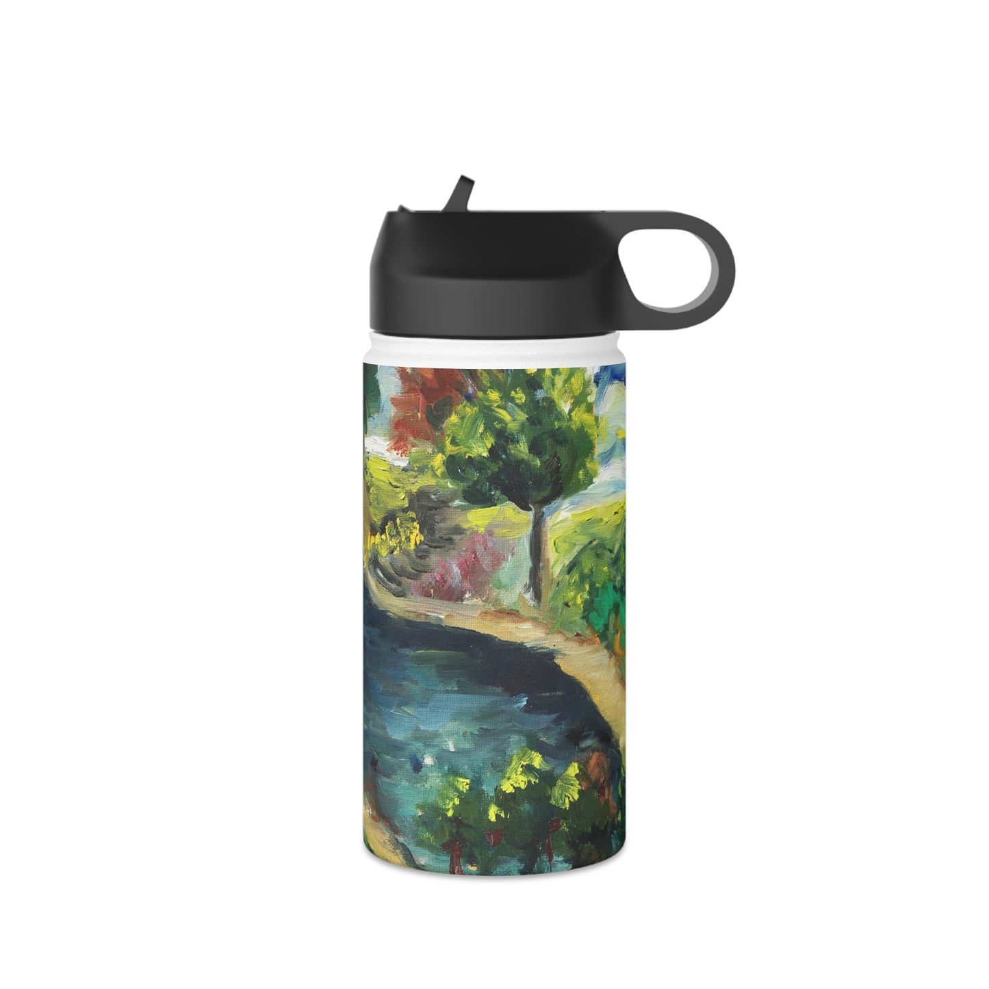 Temecula Duck Pond Colorful Landscape Stainless Steel Water Bottle, Standard Lid