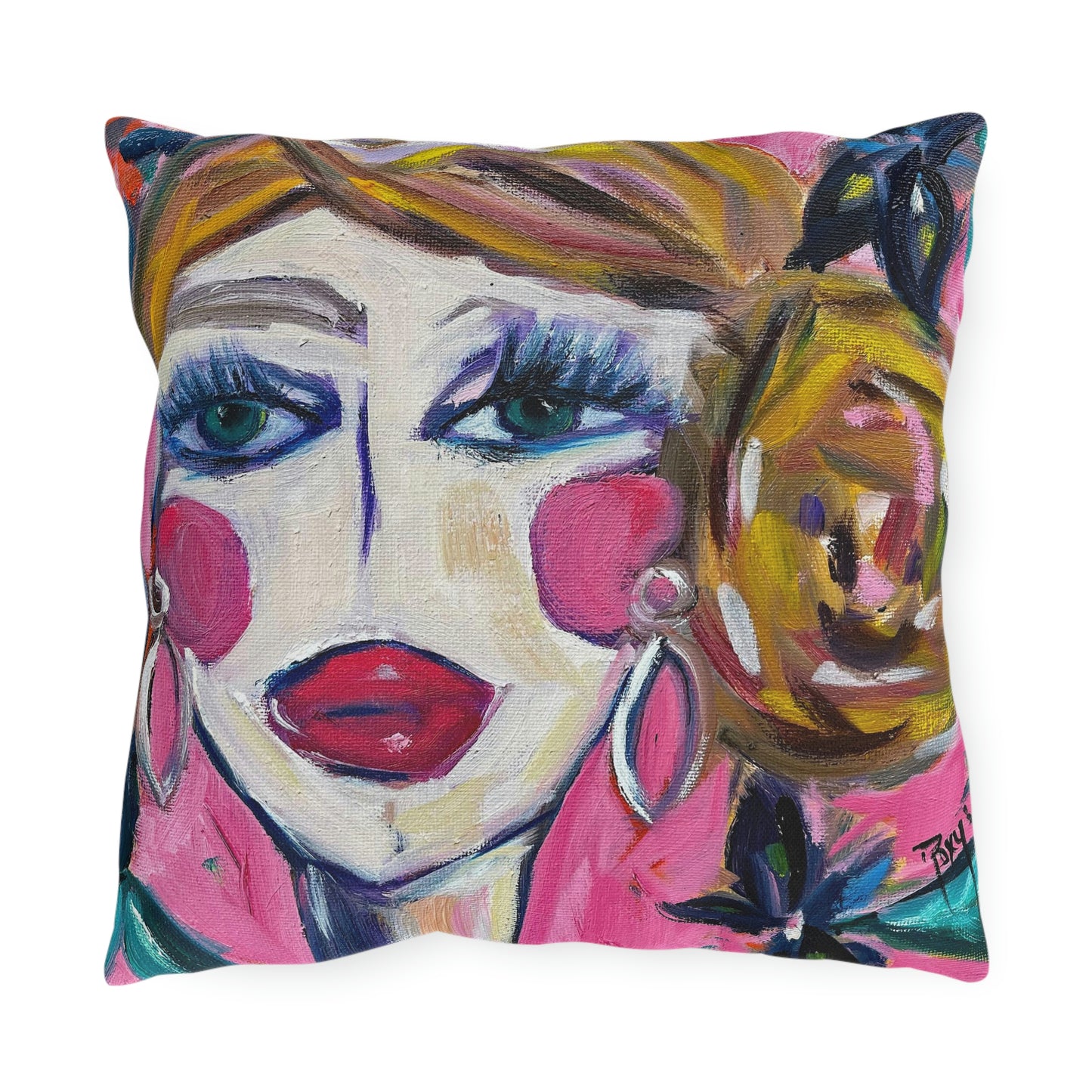 Lady with Irises Outdoor Pillows