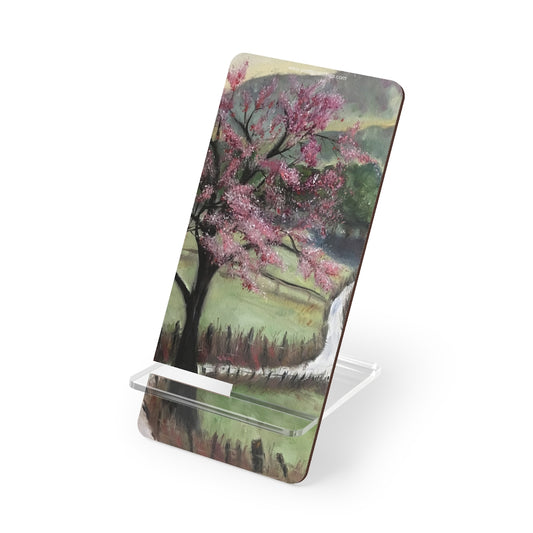 Soporte para teléfono con paisaje de árbol de flor de cerezo