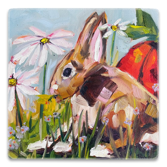 Bunny in the Garden Square Magnet