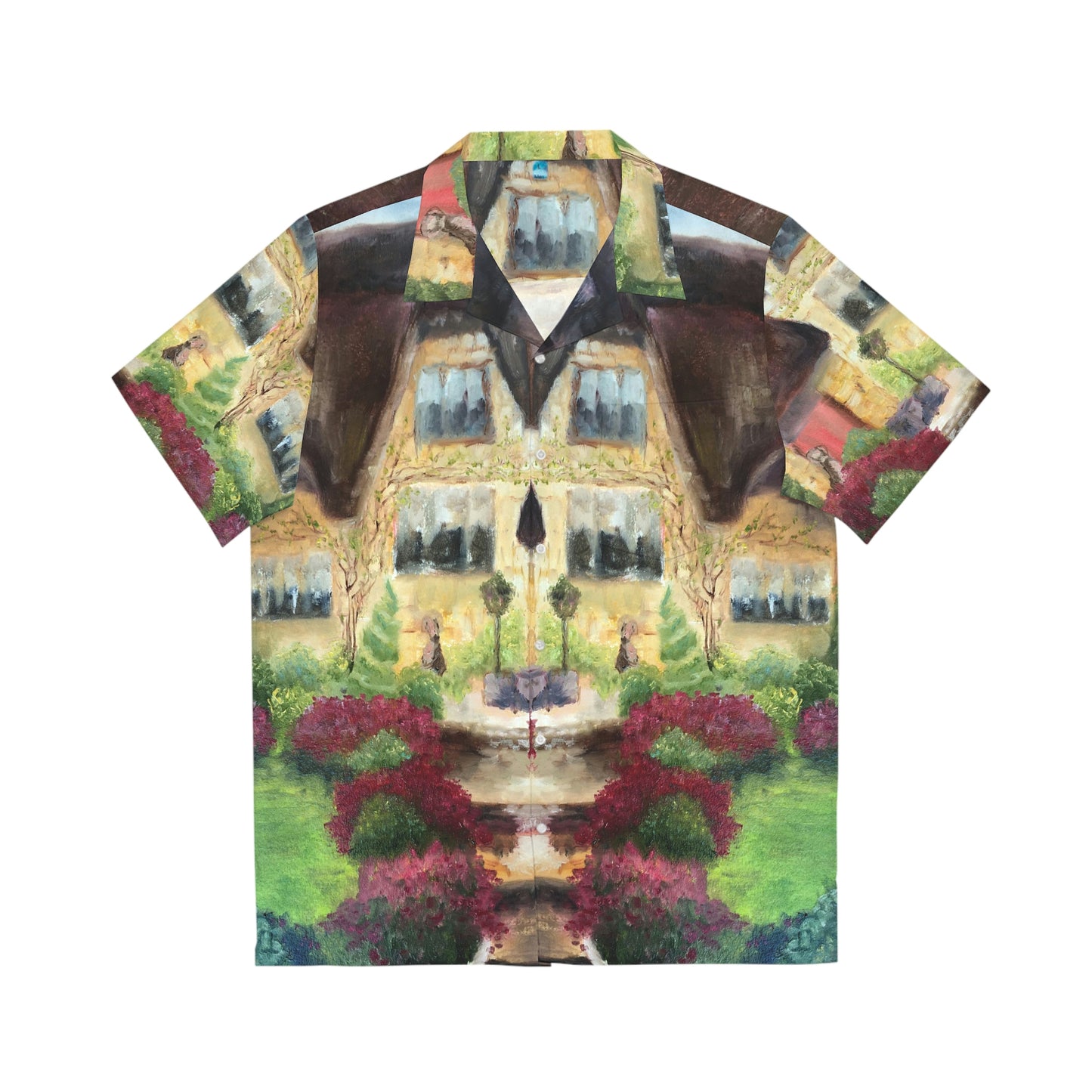 April Cottage Cotswolds Oil Landscape Men's Hawaiian Shirt