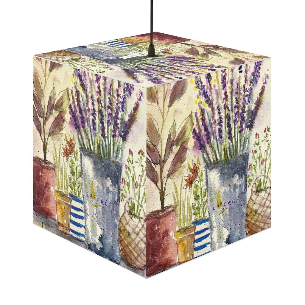 Lavender Potted Garden Cube Lamp