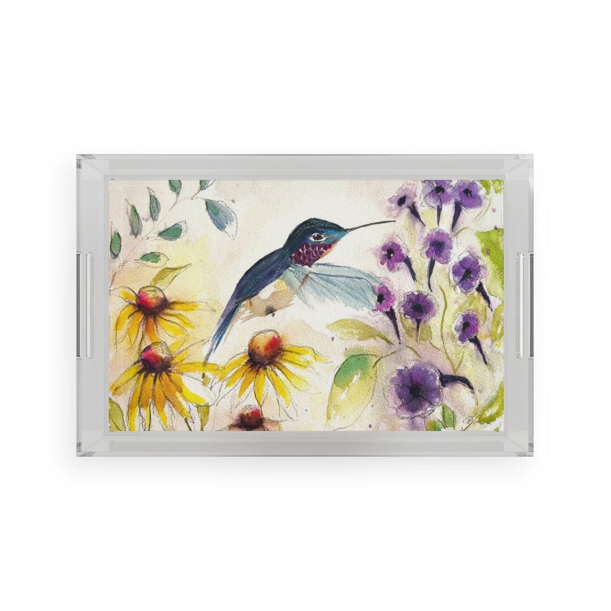 Happy Hummingbird  Acrylic Tray