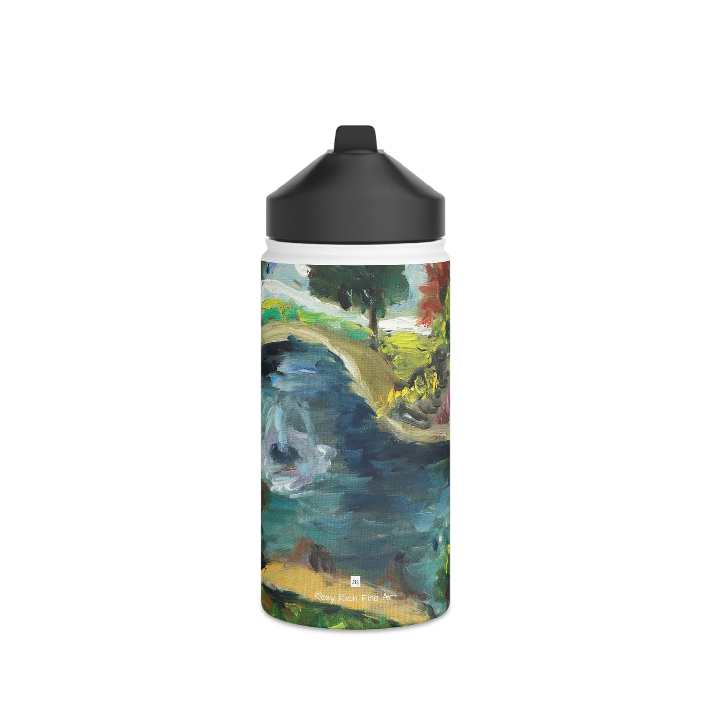 Temecula Duck Pond Colorful Landscape Stainless Steel Water Bottle, Standard Lid