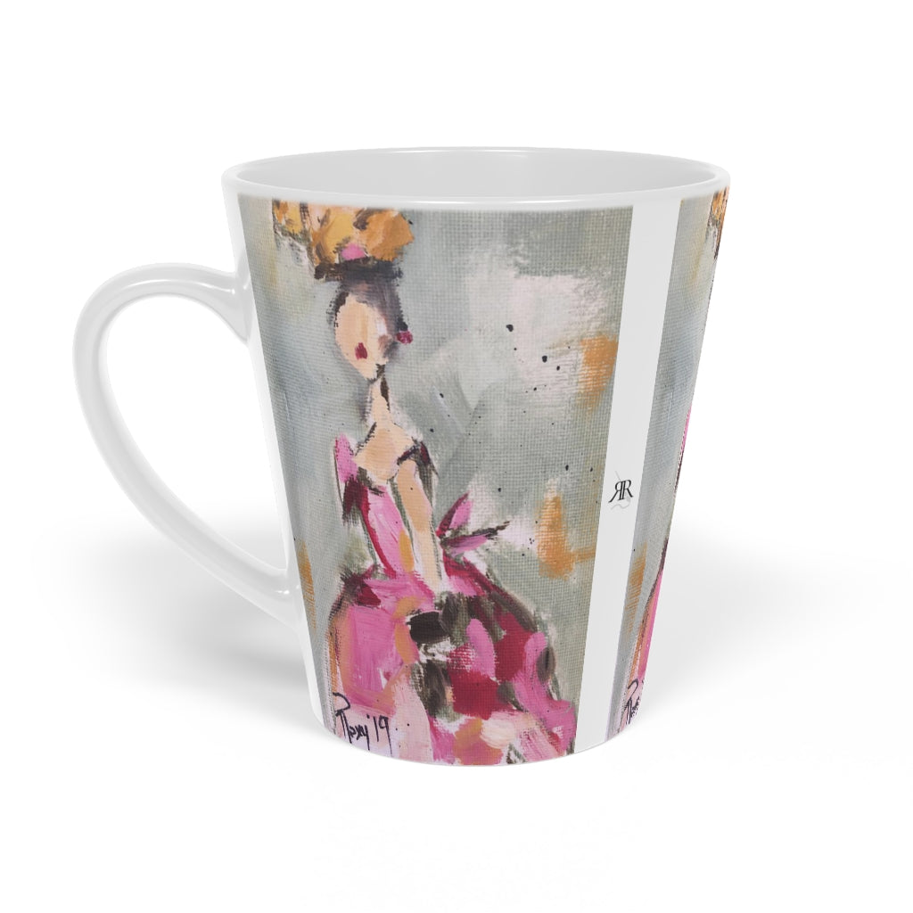 Fancy Lady in a Pink Ball Gown  Latte Mug, 12oz