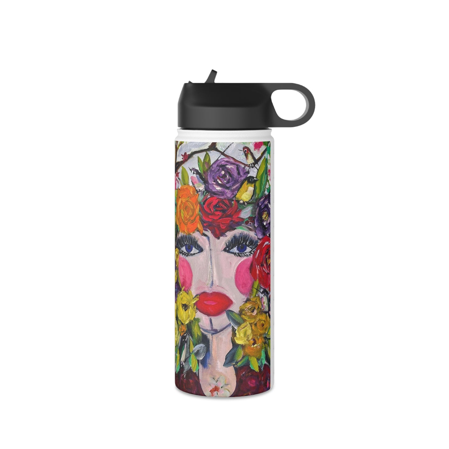 Birds and Blossoms Stainless Steel Water Bottle, Standard Lid