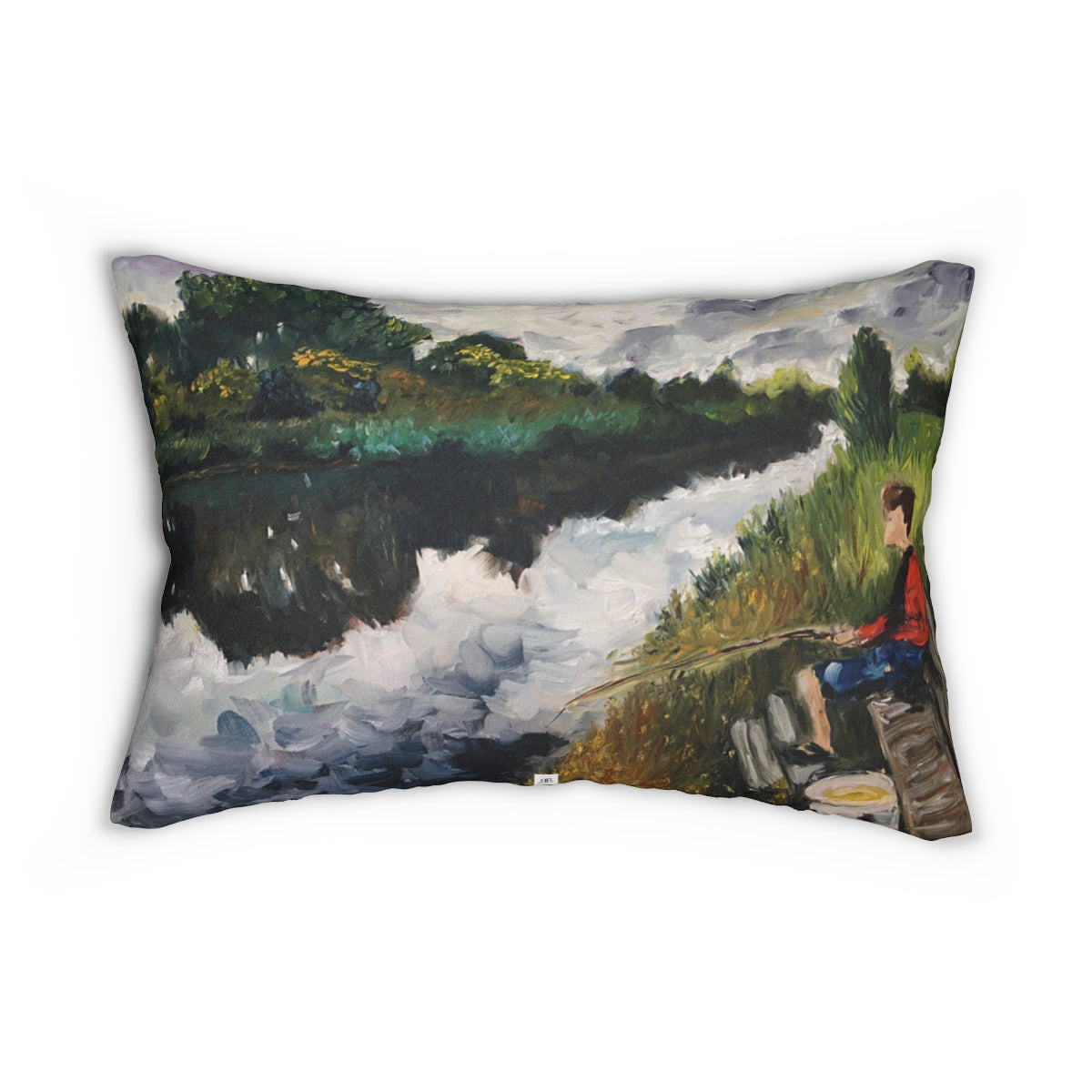 Fishing in Groningen Lumbar Pillow