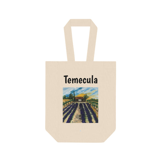 Sac fourre-tout double à vin Temecula avec peinture « Temecula Lavender Farm »