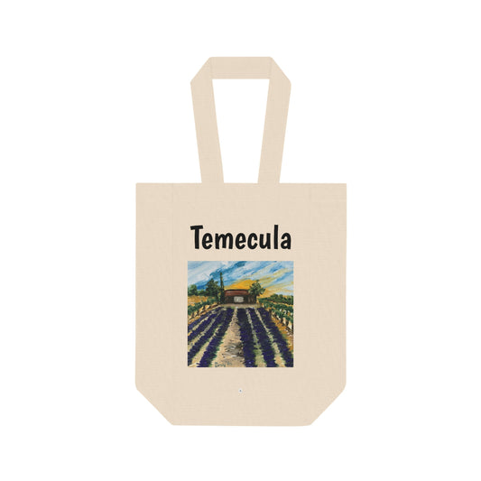 Temecula Double Wine Tote Bag featuring "Temecula Lavender Farm" painting