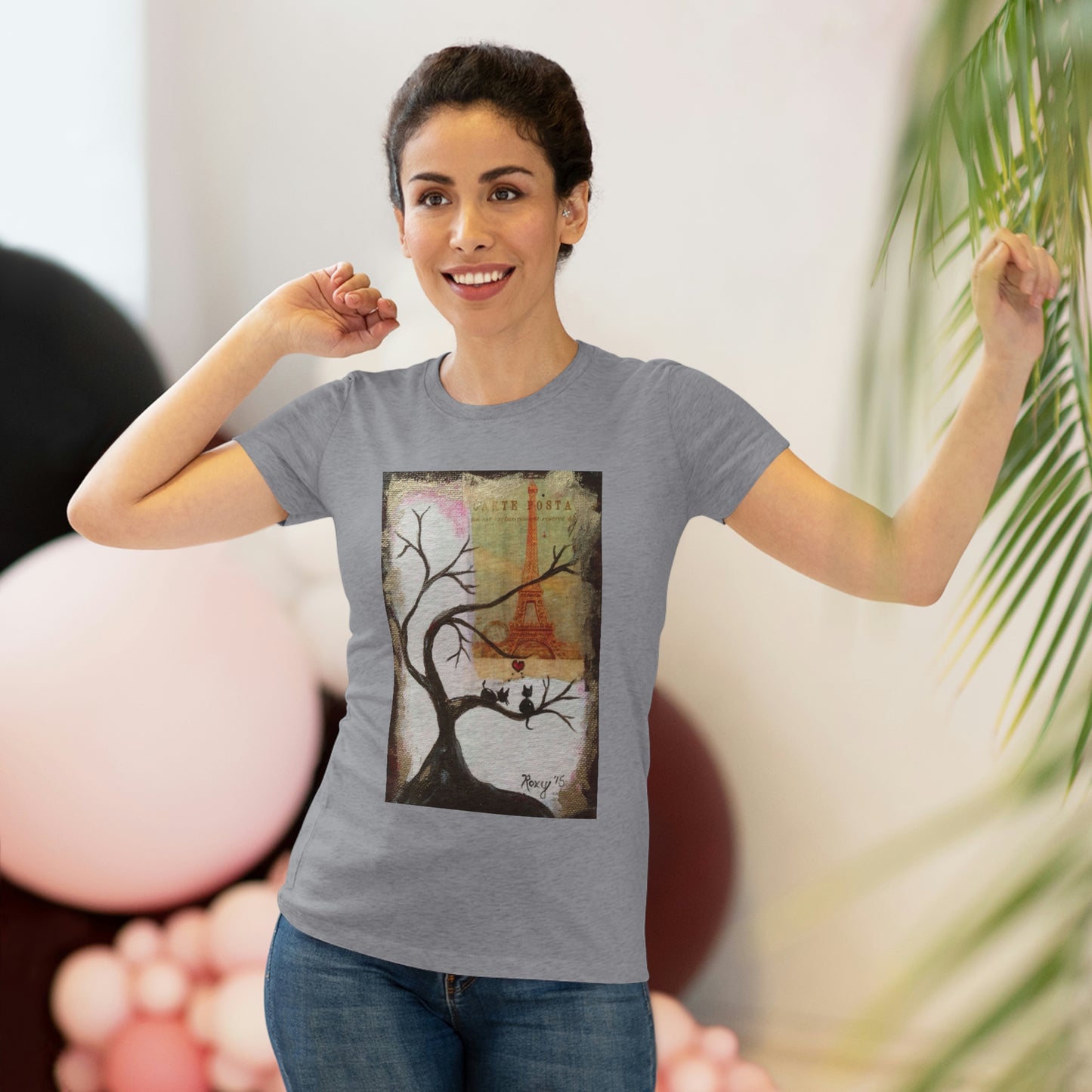 Incluso a los gatos les encanta Paris Whimsical camiseta Triblend ajustada para mujer