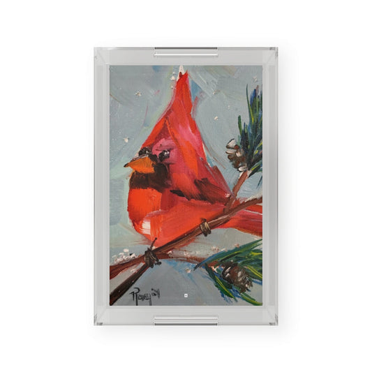 Plateau de service en acrylique Cardinal dans un sapin