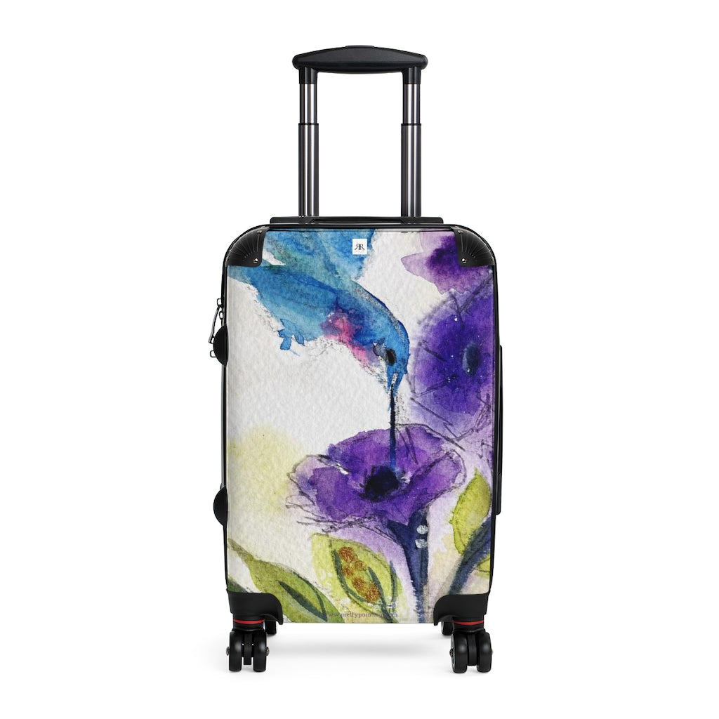 Valise à main "Colibri dans des fleurs en tube violet"