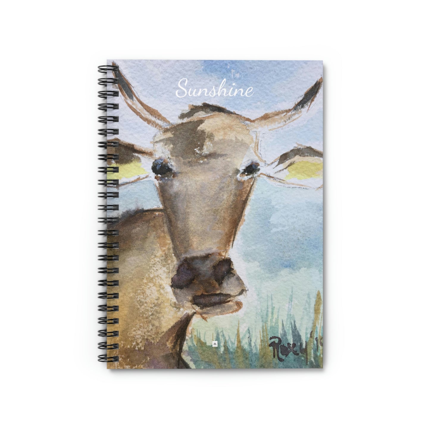 Sunshine -Whimsical Cow Painting Spiral Notebook
