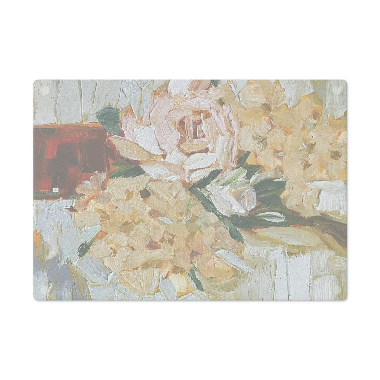Light Roses and Hydrangeas Glass Cutting Board