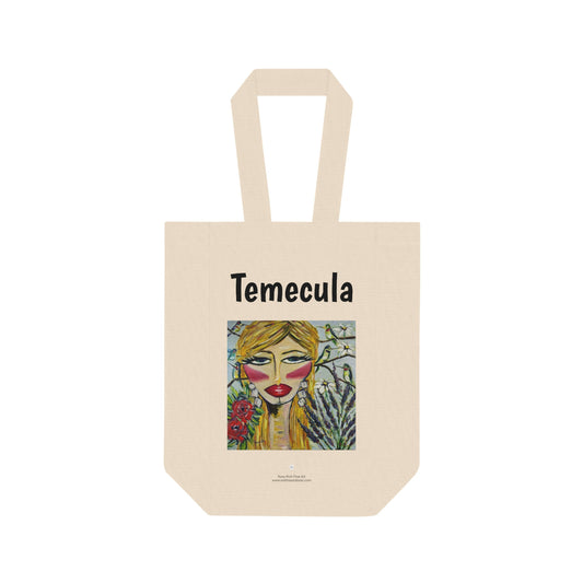 Temecula Double Wine Tote Bag featuring "Hummingbird Lady" painting