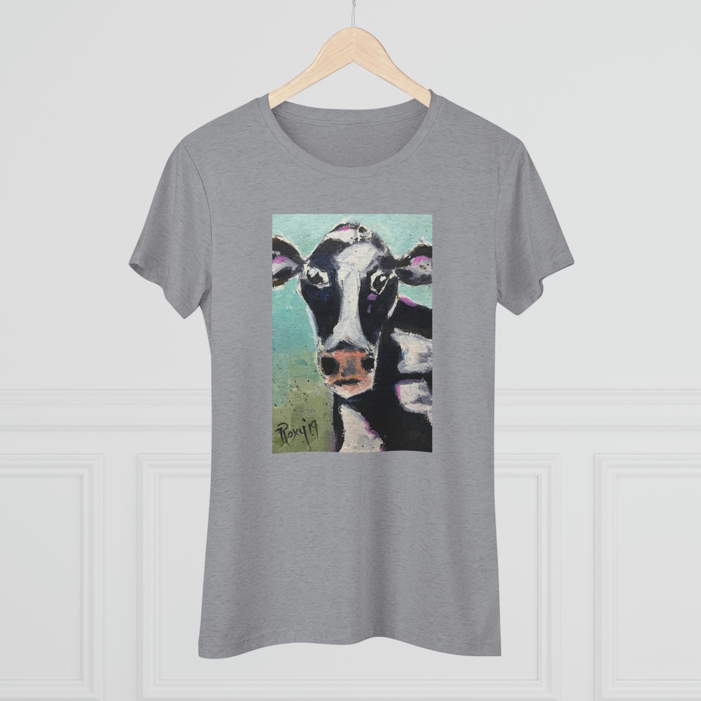 Edna Cow Camiseta ajustada Triblend Tee para mujer