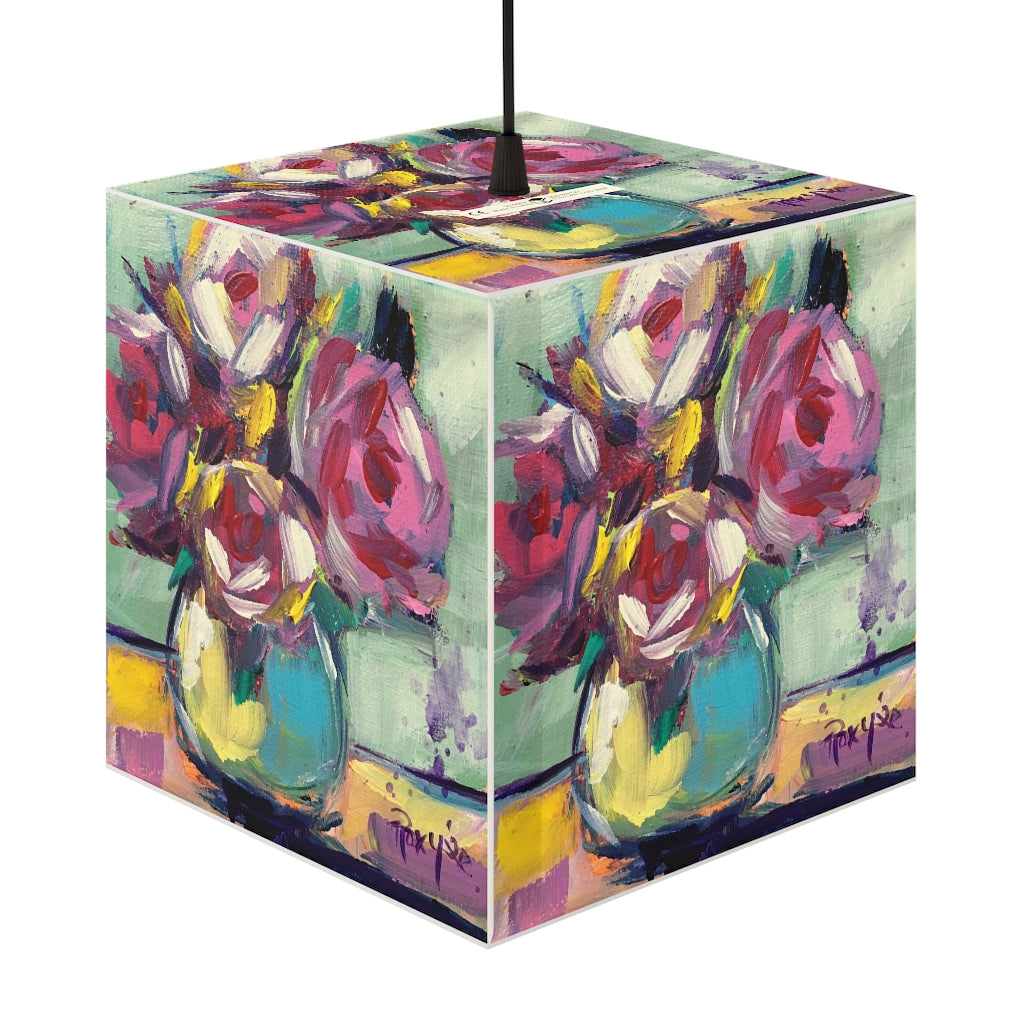 "Shabby Pink Roses" Cube Lamp