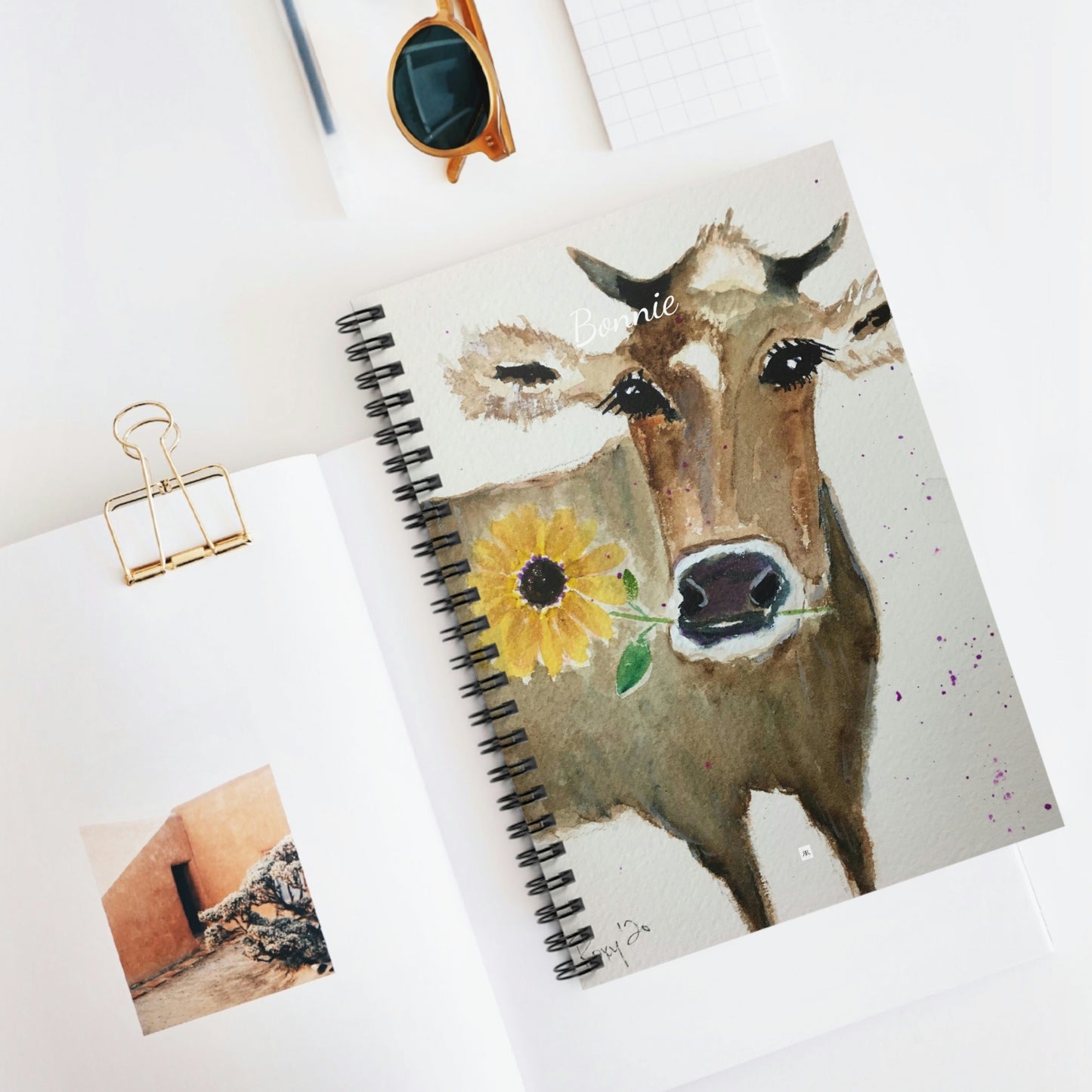 Bonnie - Whimsical Cow Painting Spiral Notebook