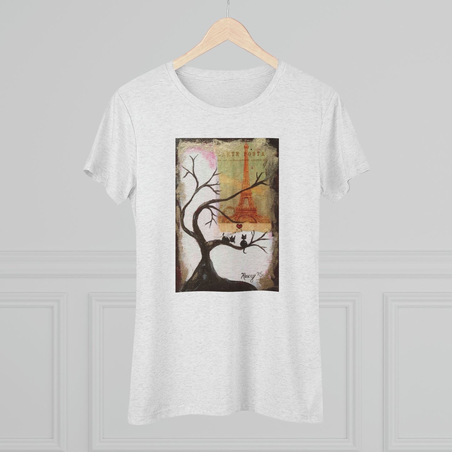 Incluso a los gatos les encanta Paris Whimsical camiseta Triblend ajustada para mujer