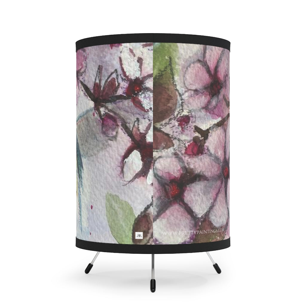 Hummingbird in Cherry Blossoms  Tripod Lamp