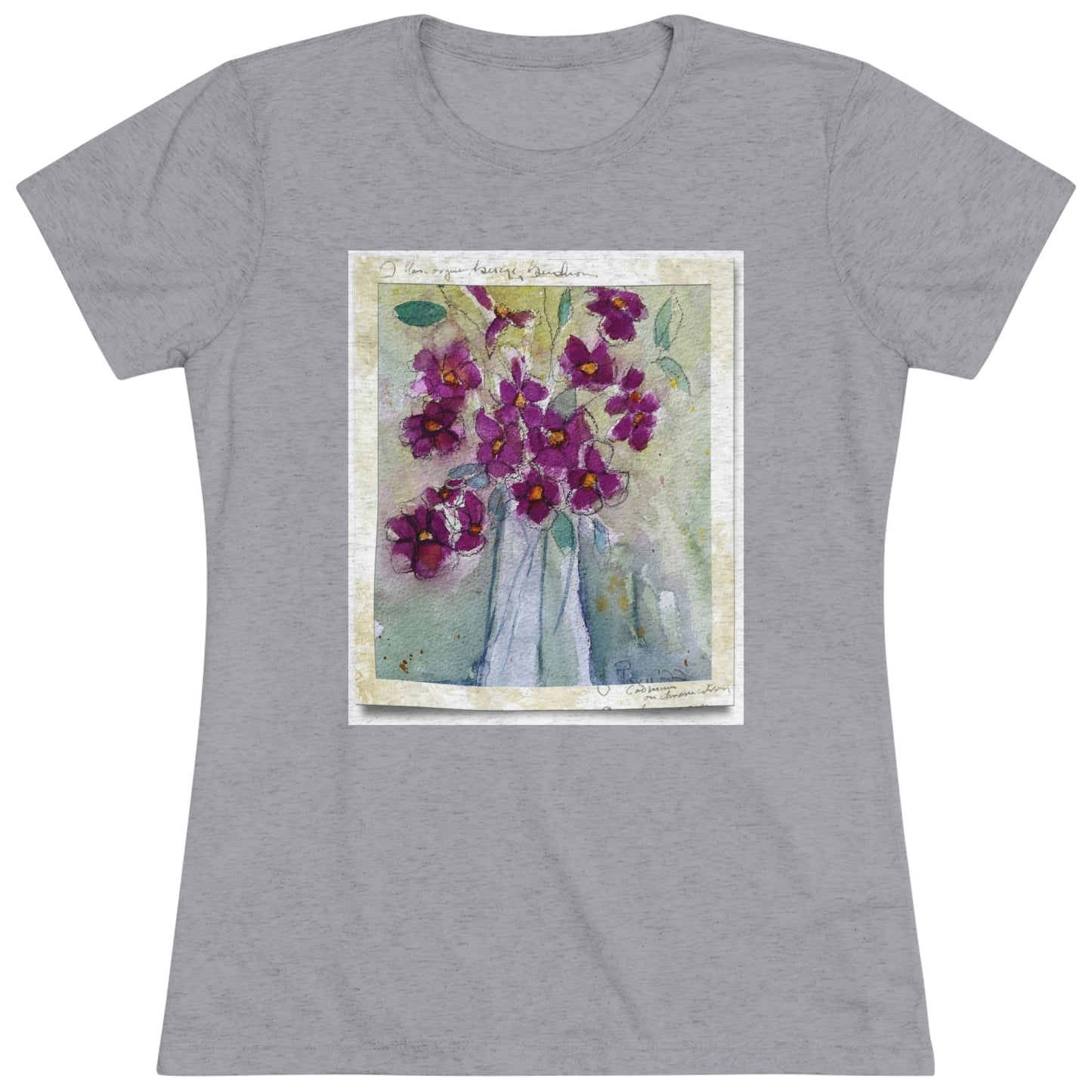 Pink Wildflowers Women's fitted Triblend Tee  tee shirt