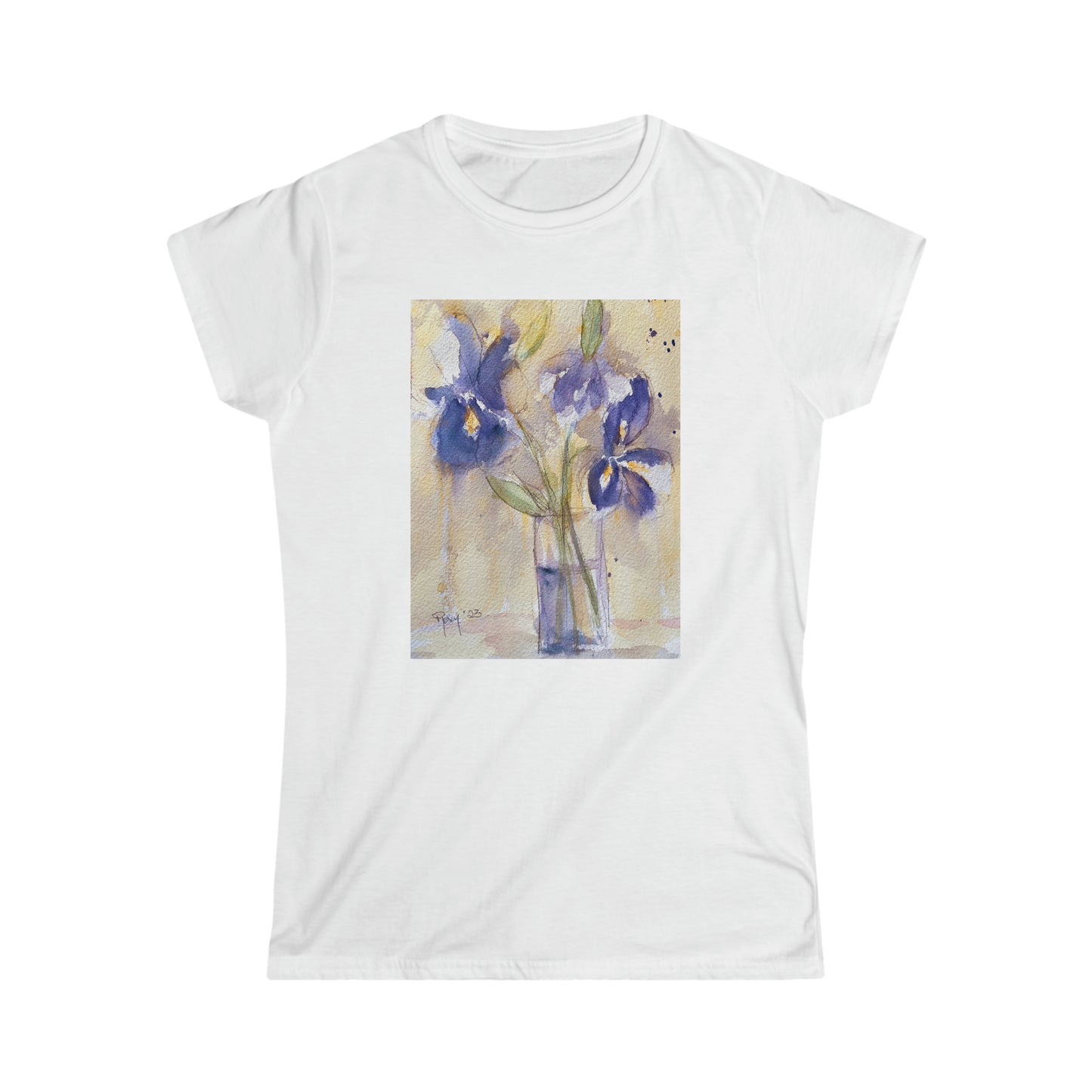 Purple Irises Camiseta semiajustada Softstyle para mujer