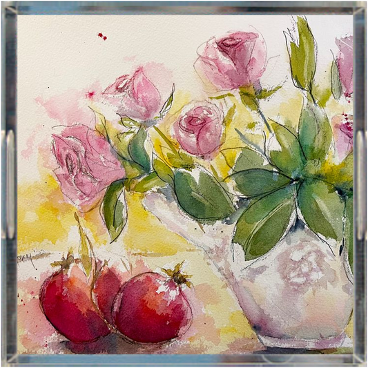 Roses and Pomegranates Acrylic Tray
