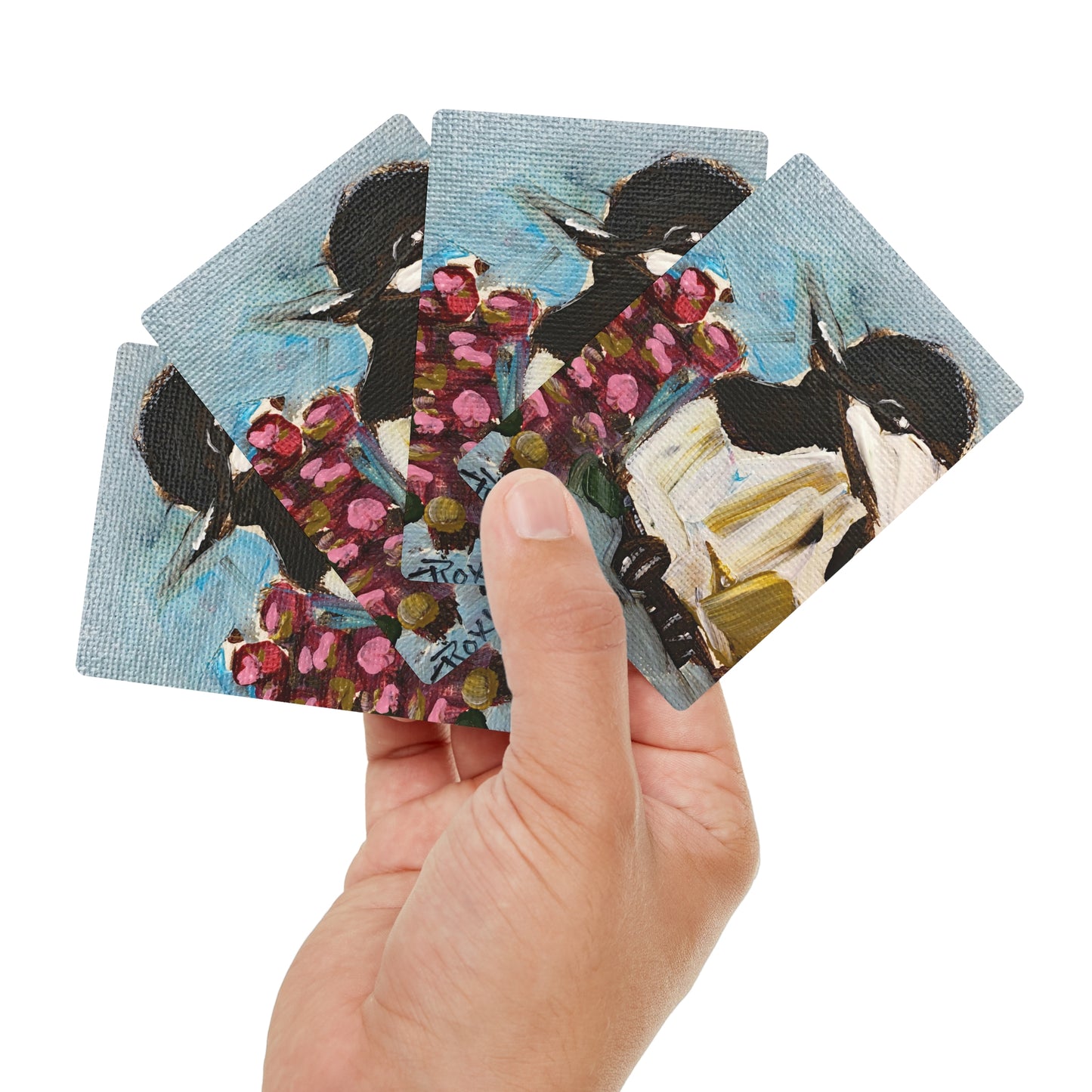 Adorable Chickadee with pink berries Poker Cards/Playing Cards