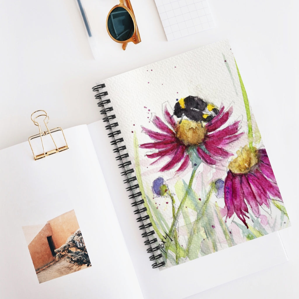 Black Bumble Bee on a ConeflowerSpiral Notebook