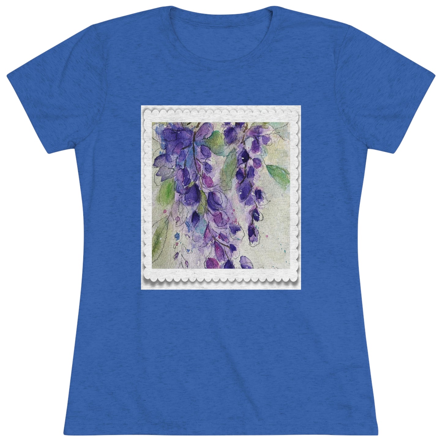 Wisteria Loose Floral Acuarela Camiseta Triblend ajustada para mujer