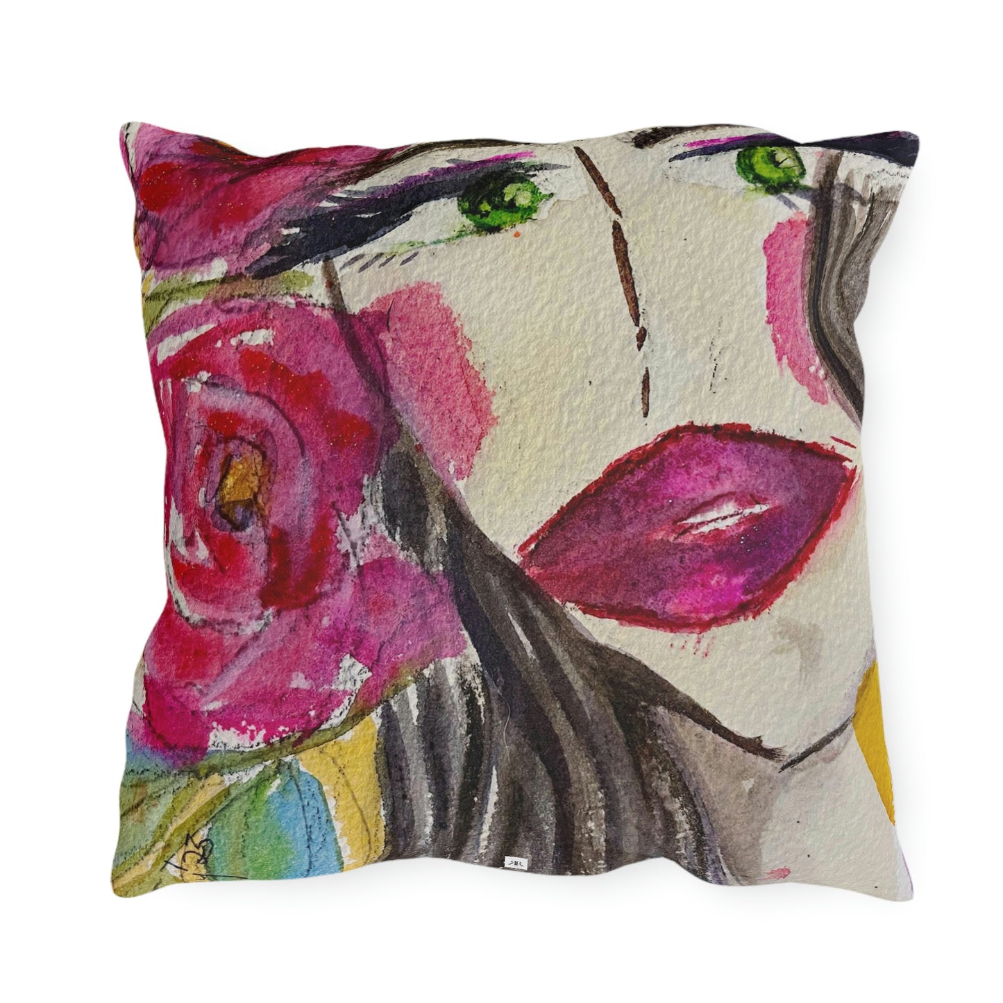 Pretty Brunette "Uh-huh"  Outdoor Pillows