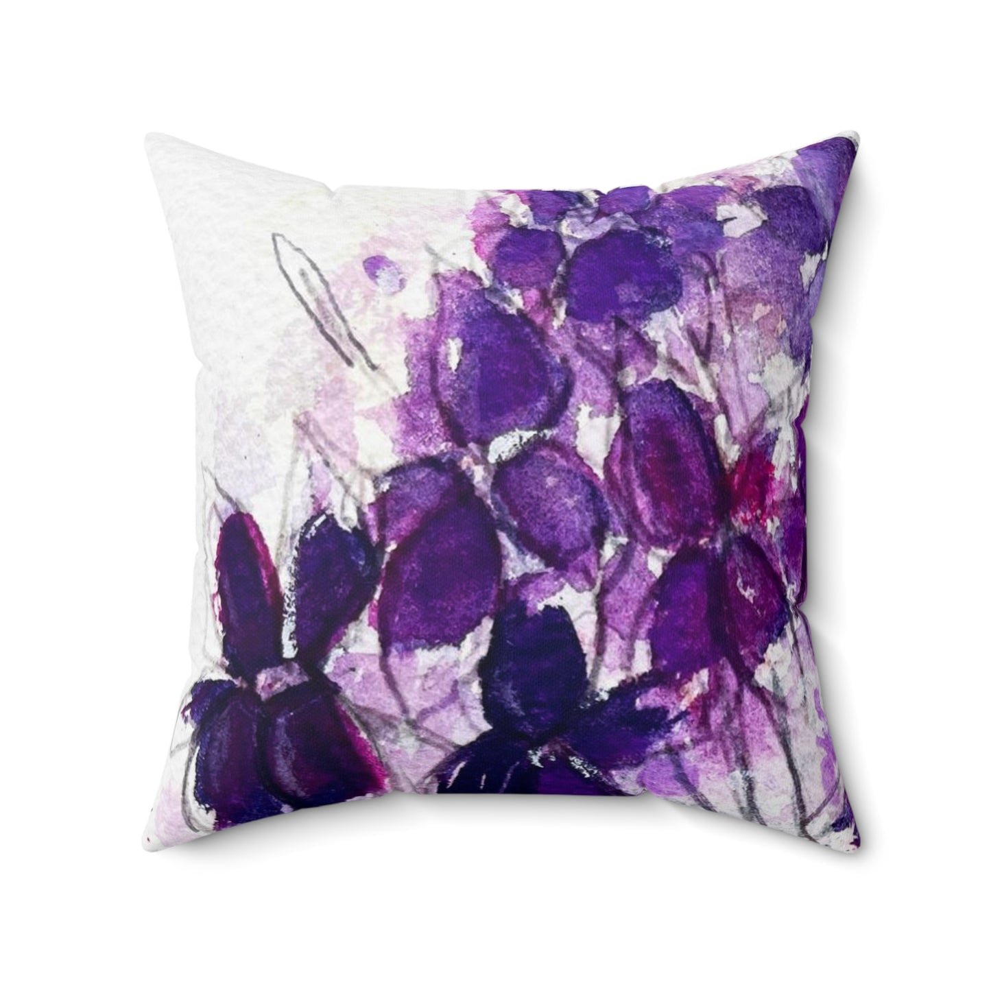 Oreiller carré en polyester filé d’intérieur Purple Ivy Geraniums