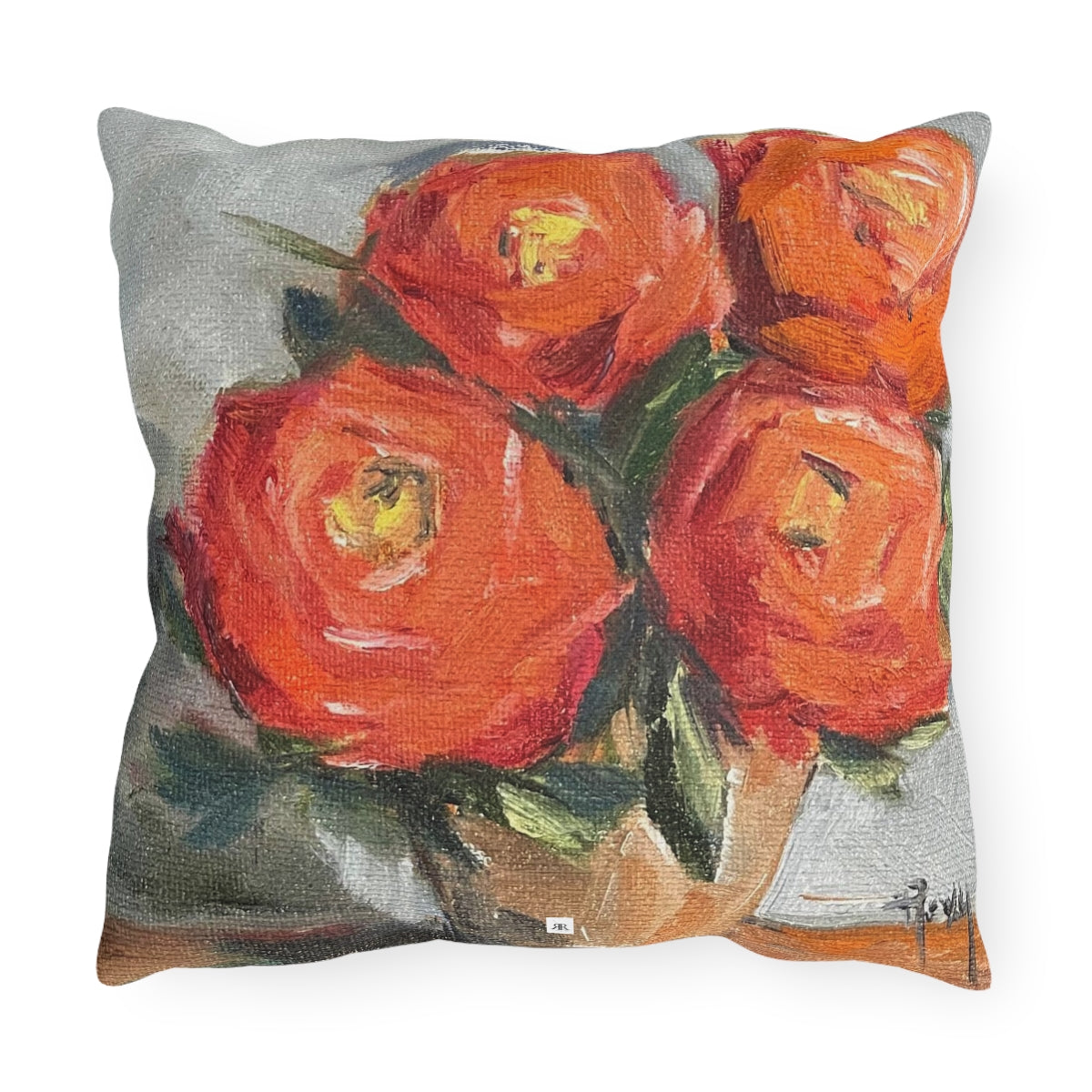Orange Roses Outdoor Pillows