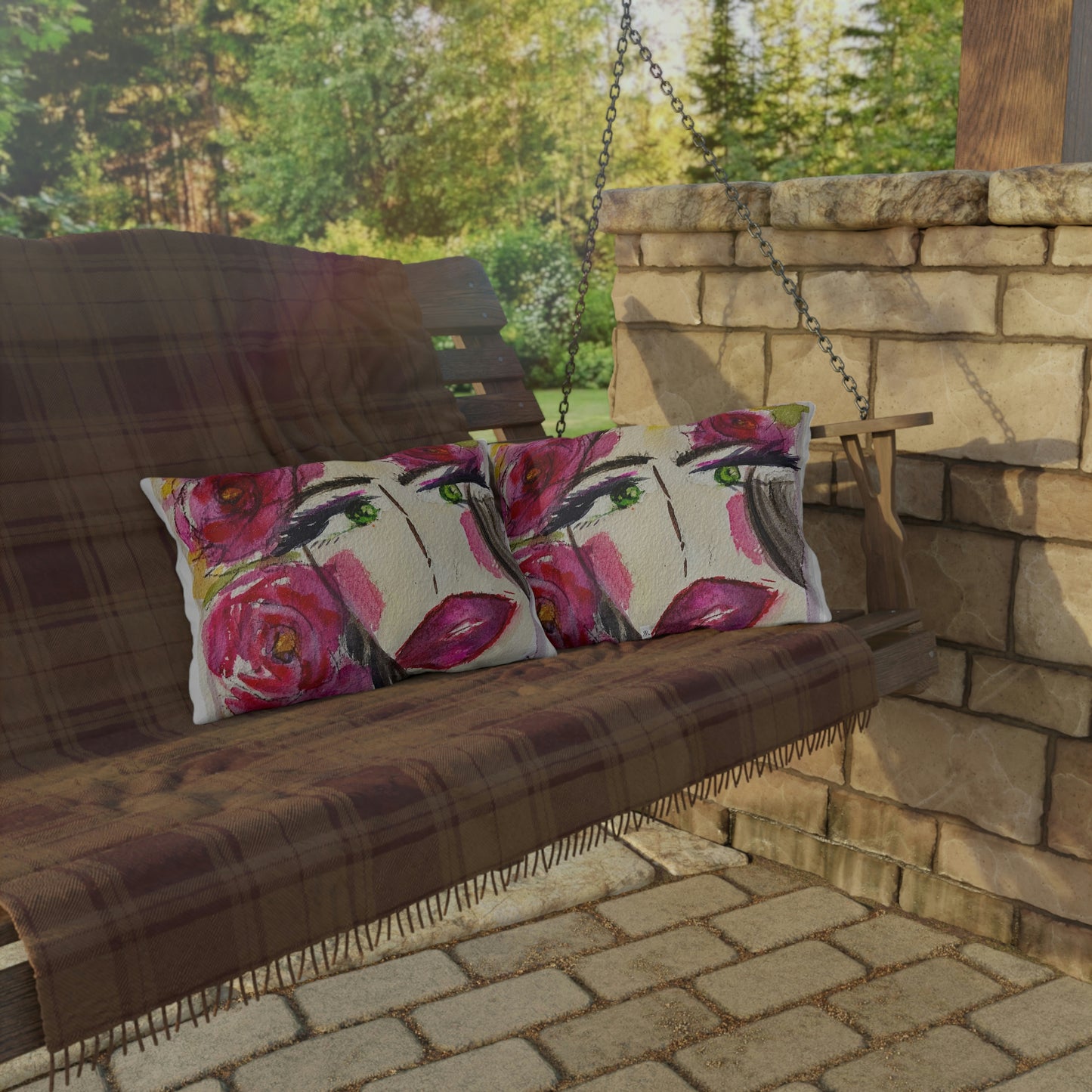 Pretty Brunette "Uh-huh"  Outdoor Pillows