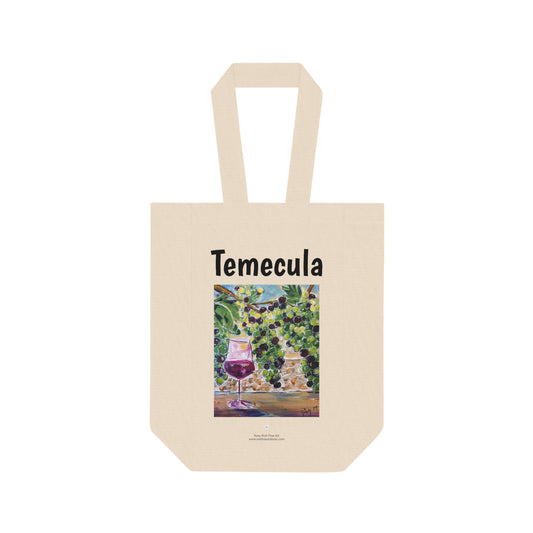 Temecula Double Wine Tote Bag featuring "Summer Grapes" painting