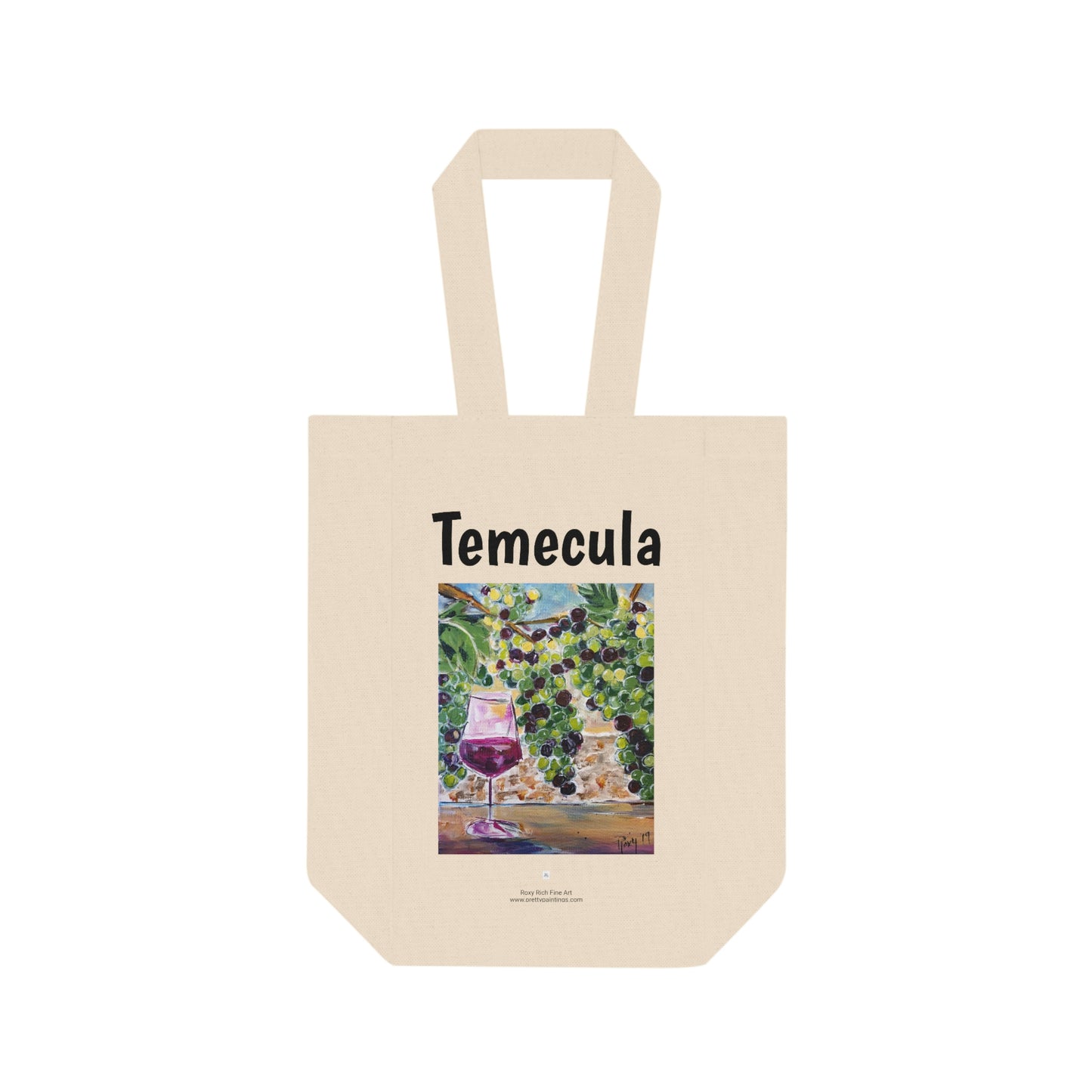 Sac fourre-tout double à vin Temecula avec peinture « Summer Grapes »