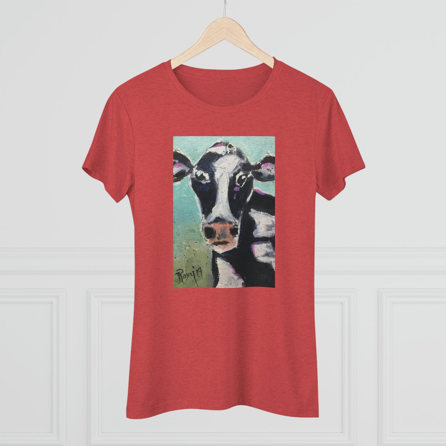 Edna Cow Camiseta ajustada Triblend Tee para mujer