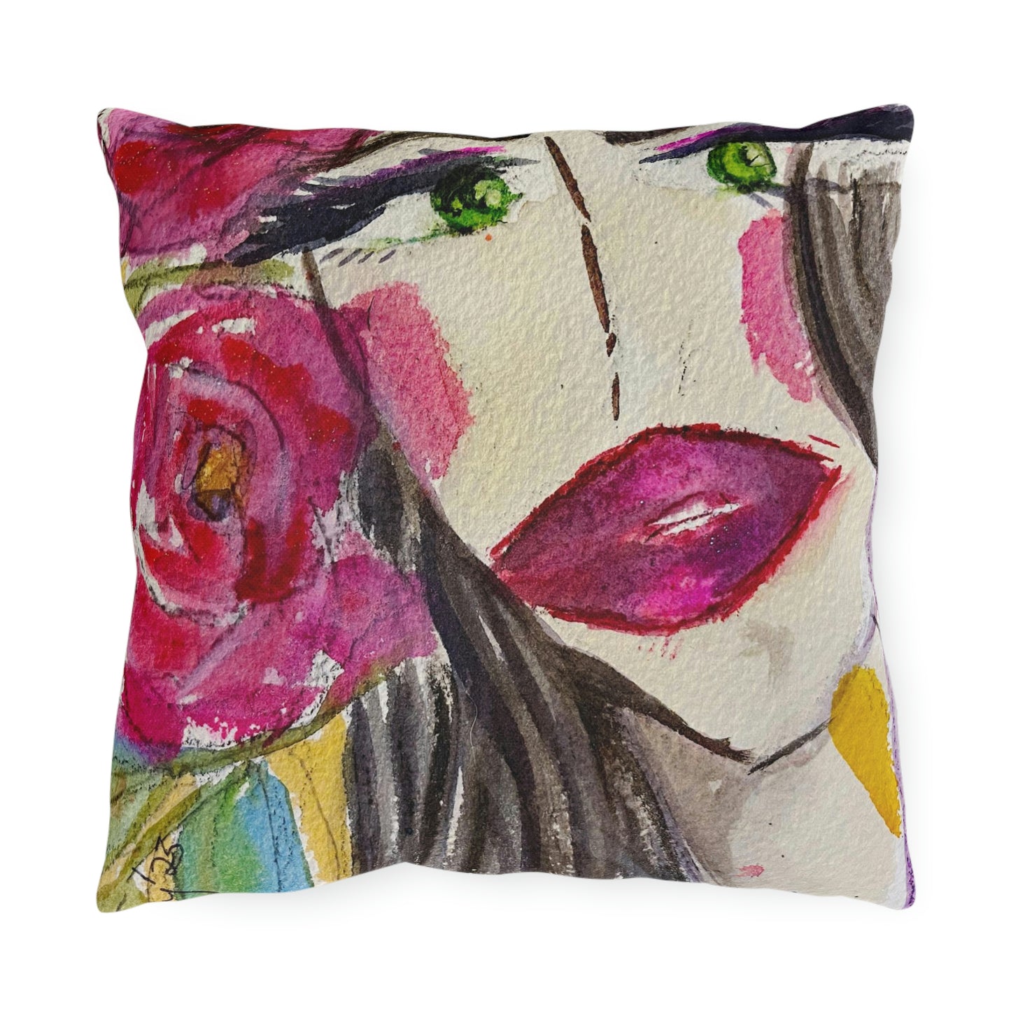 Pretty Brunette "Uh-huh"  Outdoor Pillows