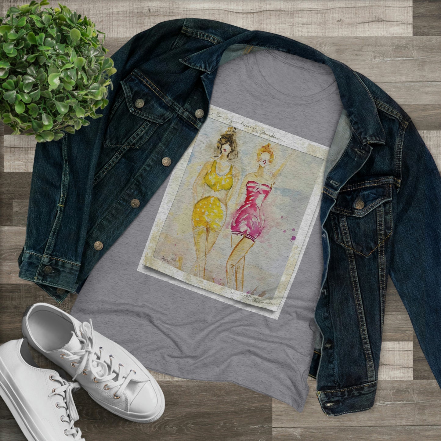 Back in the Day Beach Babes (imagen en el frente) Camiseta Triblend ajustada para mujer