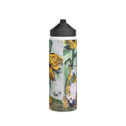 Sunflowers in a White Vase Stainless Steel Water Bottle, Standard Lid